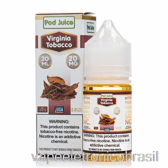 Vape Recarregável Tabaco Virginia - Suco De Vagem - 30ml 20mg